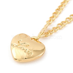 Alloy Love Heart Pendant Twisted Chain Necklaces for Women, Golden, 18.62 inch(47.3cm)(NJEW-M012-01G)