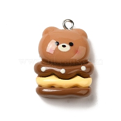 Resin Pendants, with Platinum Iron Findings, Imitation Food, Bear, 26x19x8mm, Hole: 2mm(RESI-A038-02I)