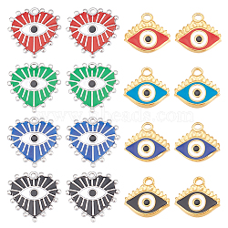 DICOSMETIC 16Pcs 8 Style 304 Stainless Steel Pendants, with Enamel, Heart & Eye, Mixed Color, 2pcs/style(STAS-DC0006-67)