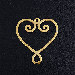 201 Stainless Steel Filigree Pendants, Heart, Golden, 24x22x1mm, Hole: 1.4mm(STAS-S105-JN389-2)