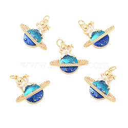 Eco-Friendly Brass Micro Pave Cubic Zirconia with Enamel Pendants, Long-Lasting Plated, Lead Free & Cadmium Free & Nickel Free, Real 18K Gold Plated, Real 18K Gold Plated, 23x25x5mm, Hole: 3mm(X-KK-K268-22G)