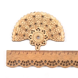 Hollow Wood Big Pendants, for Jewelry Making, Fan, 65x44mm(WOCR-PW0003-83E)