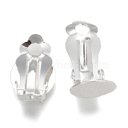 304 Stainless Steel Clip-on Earring Findings, with Round Flat Pad, Flat Round, Silver, Tray: 9.8mm, 16x10x7mm(STAS-E482-16S)