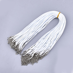 Waxed Cord Necklace Making, with Zinc Alloy Lobster Clasps, Platinum, White, 17.8 inch~18 inch(45.5~46cm), 2mm(NCOR-T001-82)