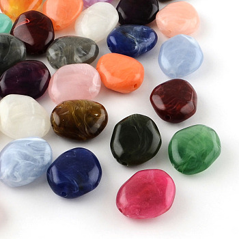 Imitation Gemstone Acrylic Beads, Mixed Color, 25x21x10mm, Hole: 2mm, about 160pcs/500g