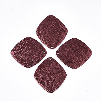 PU Leather Big Pendants, Rhombus, FireBrick, 52.5x47x2mm, Hole: 1.5mm, Side Length: 43mm