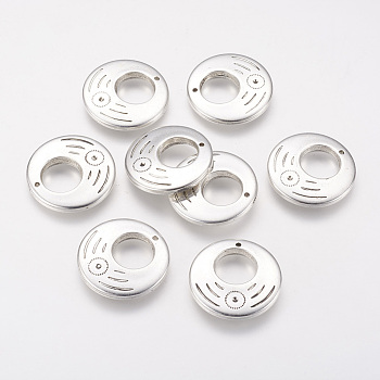 CCB Plastic Pendants, Flat Round, Antique Silver, 30x5mm, Hole: 1mm
