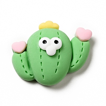 Spring Theme Opaque Resin Cabochons, Lime Green, Cactus, 18x21x5mm
