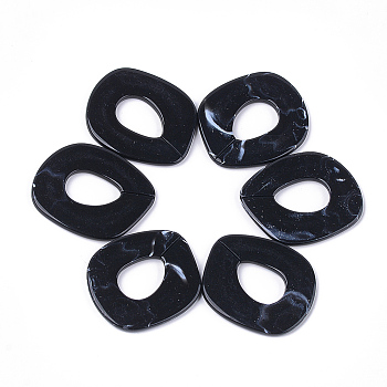 Acrylic Linking Rings, Quick Link Connectors, For Jewelry Chains Making, Imitation Gemstone Style, Black, 51.5x45x3.5mm, Hole: 23x16mm