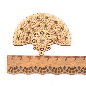 Hollow Wood Big Pendants, for Jewelry Making, Fan, 65x44mm
