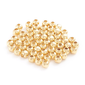 304 Stainless Steel Beads, Hollow Round, Golden, 3x2.5mm, Hole: 1.2mm