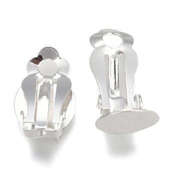 304 Stainless Steel Clip-on Earring Findings, with Round Flat Pad, Flat Round, Silver, Tray: 9.8mm, 16x10x7mm