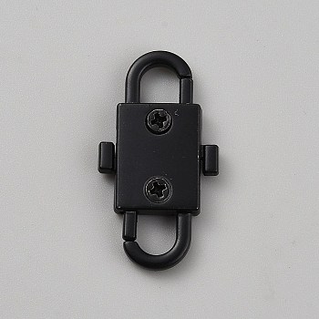 Alloy Clasps, Matte Styles, Black, 32x17x4.5mm, Hole: 5.5x6mm