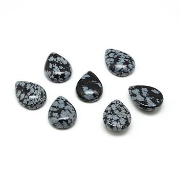 Natural Snowflake Obsidian Gemstone Cabochons, teardrop, 14x10x4.5mm