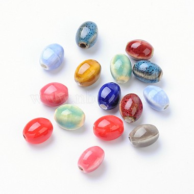12mm Mixed Color Oval Porcelain Beads