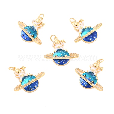 Real 18K Gold Plated Planet Brass Pendants