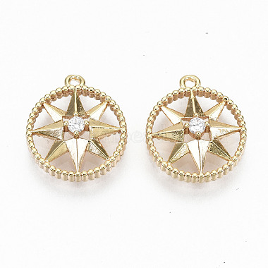 Real 18K Gold Plated Clear Star Brass+Cubic Zirconia Charms