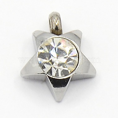 Stainless Steel Color Star Stainless Steel+Rhinestone Charms