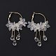 Acrylic Imitation Shell Flower with Glass Tassel Dangle Hoop Earrings with 925 Sterling Silver Pins(EJEW-L281-06LG)-2