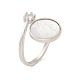 Shell Flat Round Open Cuff Ring with Clear Cubic Zirconia(RJEW-P030-01P)-1
