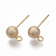Brass Ball Stud Earring Findings(KK-T048-010GB-NF)-2