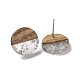 Resin & Walnut Wood Flat Round Stud Earrings with 304 Stainless Steel Pin for Women(EJEW-N017-010B-01)-2
