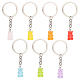 7Pcs 7 Colors Candy Color Transparent Bear Resin Pendant Keychain(KEYC-CP0001-17)-1