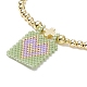 прямоугольный стеклянный браслет с сердцем и подвеской в форме сердца(BJEW-MZ00033)-4
