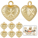 10Pcs Rack Plating Brass Pendants, Long-Lasting Plated, Cadmium Free & Lead Free, Puffed Heart Charms, Real 18K Gold Plated, 17x15.5x8mm, Hole: 2.5mm(KK-BBC0011-21)