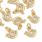 SHEGRACE Brass Clear Cubic Zirconia Charms, Snail Charms, Cadmium Free & Lead Free & Nickel Free, Real 18K Gold Plated, 8.5x9x1.5mm, Hole: 2.5mm(XGRQ3P137-584G)