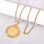 Religion 201 Stainless Steel Saint Benedict Medal Pendant 304 Stainless Steel Box Chain Necklaces, Golden, 23.43 inch(59.5cm)(SA-H003-03G)