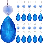 DIY Cone Suncatcher Making Kits, Including Glass Pendants & Links, 304 Stainless Steel Jump Rings, Dodger Blue, 38x22x12mm, Hole: 1.8mm, 12pcs(DIY-SP0001-36A)