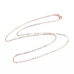 925 Sterling Silver Cable Chains Necklace for Women, Rose Gold, 17.72 inch(45cm)(STER-I021-05RG)
