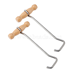 304 Stainless Steel Boot Puller Hook with Wood Handle, Stainless Steel Color, 215x101x29mm(AJEW-WH0410-425)
