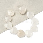 Natural White Jade Beads Strands, Faceted, Heart, 14.5~15x15~15.5x5.5~6mm, Hole: 1mm, about 10pcs/strand, 5.51~5.71''(14~14.5cm)(G-A309-A24-01)