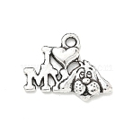 Tibetan Style Alloy Pendants, Dog Series Charms, Antique Silver, Dog, 14.5x18x2mm, Hole: 1.6mm(PALLOY-A037-03K-AS)