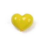 Brass Enamel Beads, Heart, Yellow, 7.5x9.5x5.5mm, Hole: 1.2~1.6mm(KK-G541-01B)