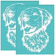 Self-Adhesive Silk Screen Printing Stencil, for Painting on Wood, DIY Decoration T-Shirt Fabric, Turquoise, Dog Pattern, 280x220mm(DIY-WH0338-090)