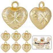 10Pcs Rack Plating Brass Pendants, Long-Lasting Plated, Cadmium Free & Lead Free, Puffed Heart Charms, Real 18K Gold Plated, 17x15.5x8mm, Hole: 2.5mm(KK-BBC0011-21)