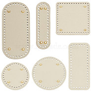Elite 6Pcs 6 Style Flat Round PU Leather Knitting Crochet Bags Nail Bottom Shaper Pad, with Metal Nail, for Bag Bottom Accessories, Light Goldenrod Yellow, 12.2~21.7x5~15.1x0.4~1cm, Hole: 4.5~5mm, 1pc/style(DIY-PH0021-06A)