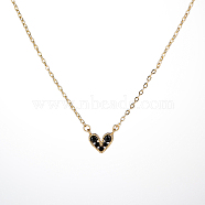 Golden Brass Heart Pendant Necklace for Women, Black, 15.35 inch(39cm)(WZ0134-1-1)