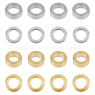 304 Stainless Steel Beads, Flat Round, Golden & Stainless Steel Color, 6x2mm, Hole: 4mm, 60pcs/box(STAS-UN0005-46)