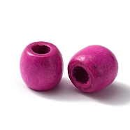 Spray Painted Wood Beads, Large Hole Bead, Barrel, Medium Violet Red, 17.5~18x16mm, Hole: 7mm(WOOD-WH0030-37)