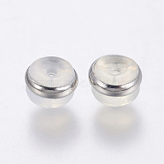 Silicone Ear Nuts, Earring Backs, with Brass Findings, Platinum, 7x5mm, Hole: 0.7mm(X-SIL-F001-02P)