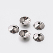 Apetalous 201 Stainless Steel Bead Caps, Stainless Steel Color, 6x2mm, Hole: 0.8mm(STAS-E080-03)