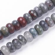 Natural Bloodstone Beads Strands, Heliotrope Stone Beads, Rondelle, 8~8.5x4~5mm, Hole: 1mm, about 78~79pcs/strand, 15.3 inch(39cm)(G-F520-07)