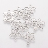 DanLingJewelry 304 Stainless Steel Charms, Flower, Stainless Steel Color, 13x11x1mm, Hole: 1.5mm(STAS-DL0001-08)