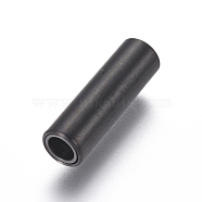 304 Stainless Steel Magnetic Clasps with Glue-in Ends, Frosted, Column, Gunmetal, 16x5mm, Hole: 3mm(STAS-I120-52MB-C)
