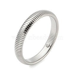 304 Stainless Steel Flat Snake Chain Bracelet, Stretch Bracelet, Stainless Steel Color, Inner Diameter: 2-1/2 inch(6.3cm), Wide: 12mm(BJEW-B076-01P)