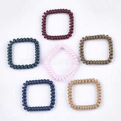 Plastic Telephone Cord Elastic Hair Ties, Ponytail Holder, Square, Mixed Color, 40~44x40~44x6mm(OHAR-T006-30)